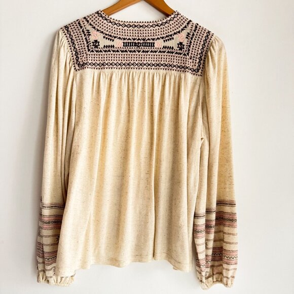 Lucky Brand Embroidered Long Sleeve Boho Top L - Picture 7 of 7